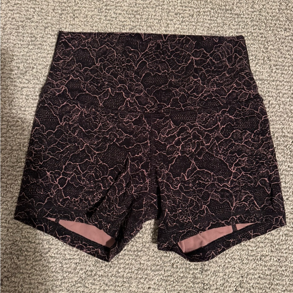lululemon athletica Black and Pink Lace Pattern Shorts